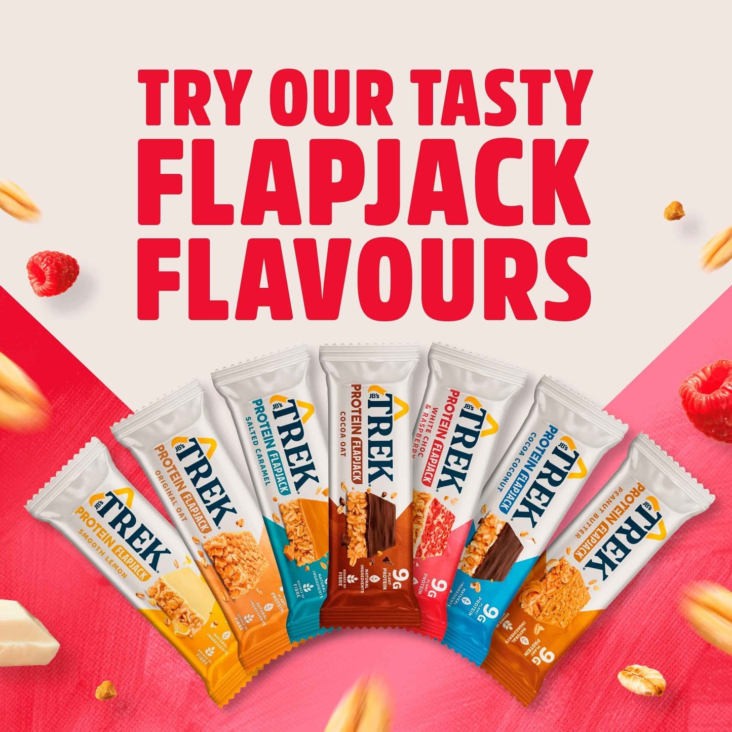 White Choc & Raspberry Protein Flapjacks by TREK