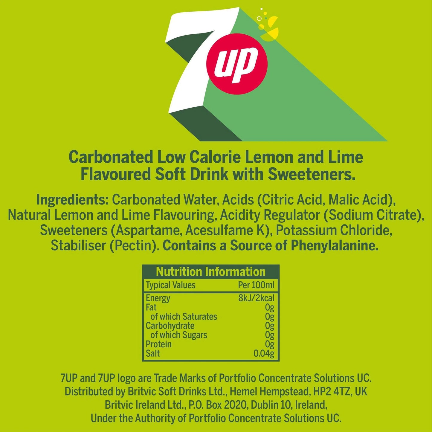 7up Zero Sugar Lemon & Lime Cans 18 X 330ml by 7 UP