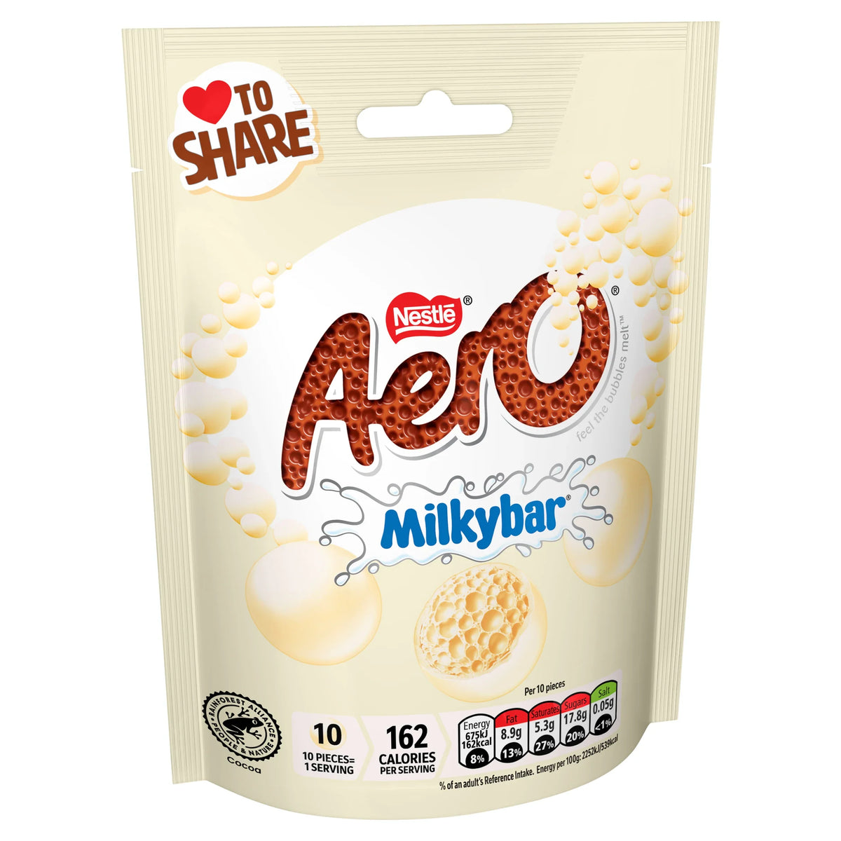 Bubble Milkybar White Chocolate 92g by AERO at The British Vault