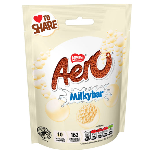 Bubble Milkybar White Chocolate 92g by AERO at The British Vault