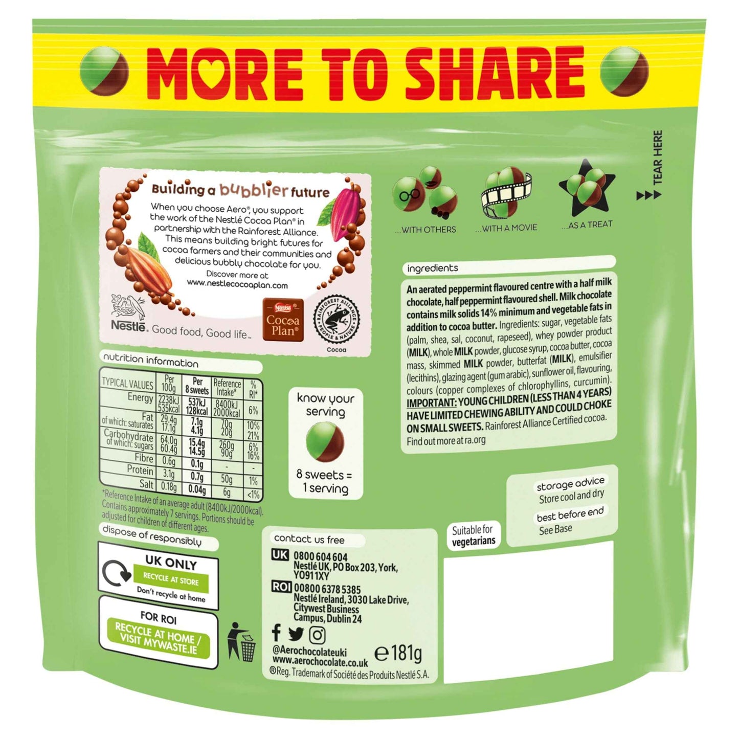 Bubbles Peppermint Share Bag 181g by AERO