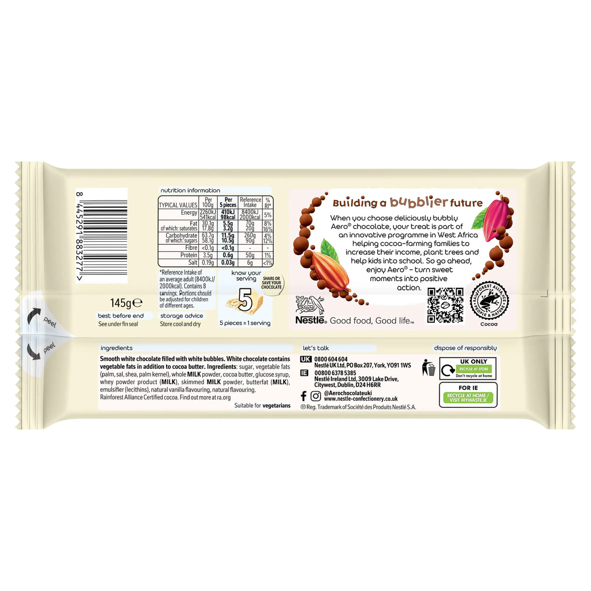 Milkybar White Chocolate 145g by AERO at The British Vault