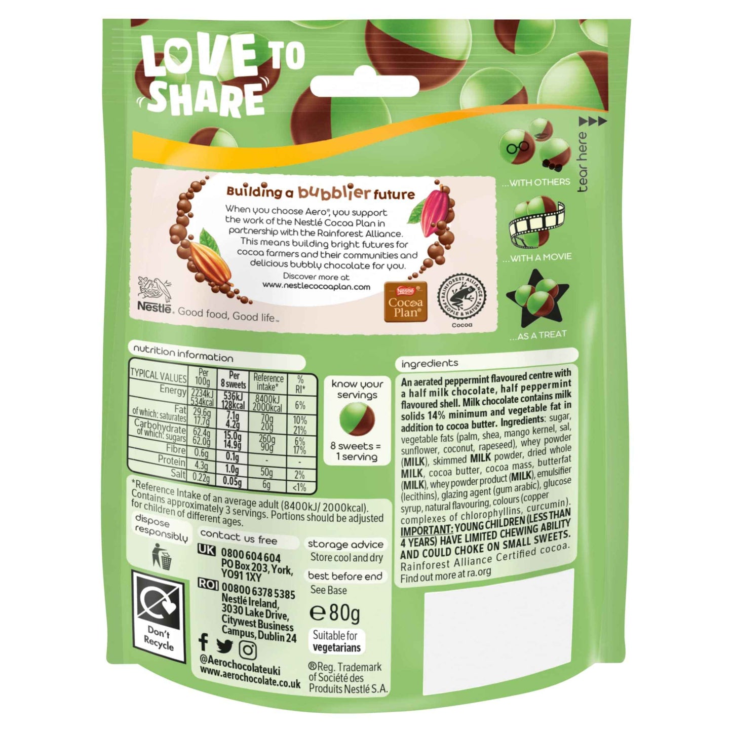 Peppermint Milk Chocolate Bubbles 80g by AERO