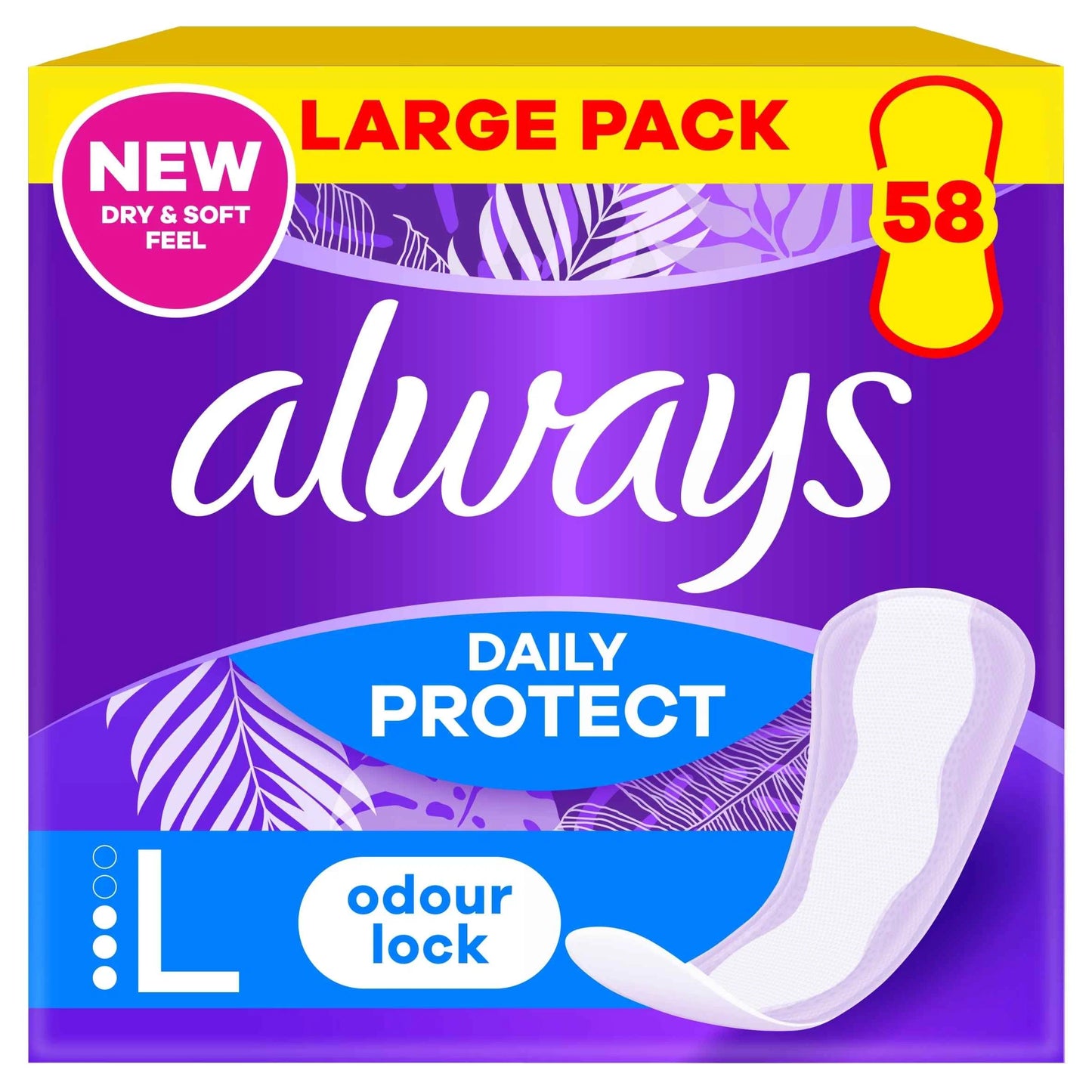 Dailies Large Panty Liners 58 Pack by always