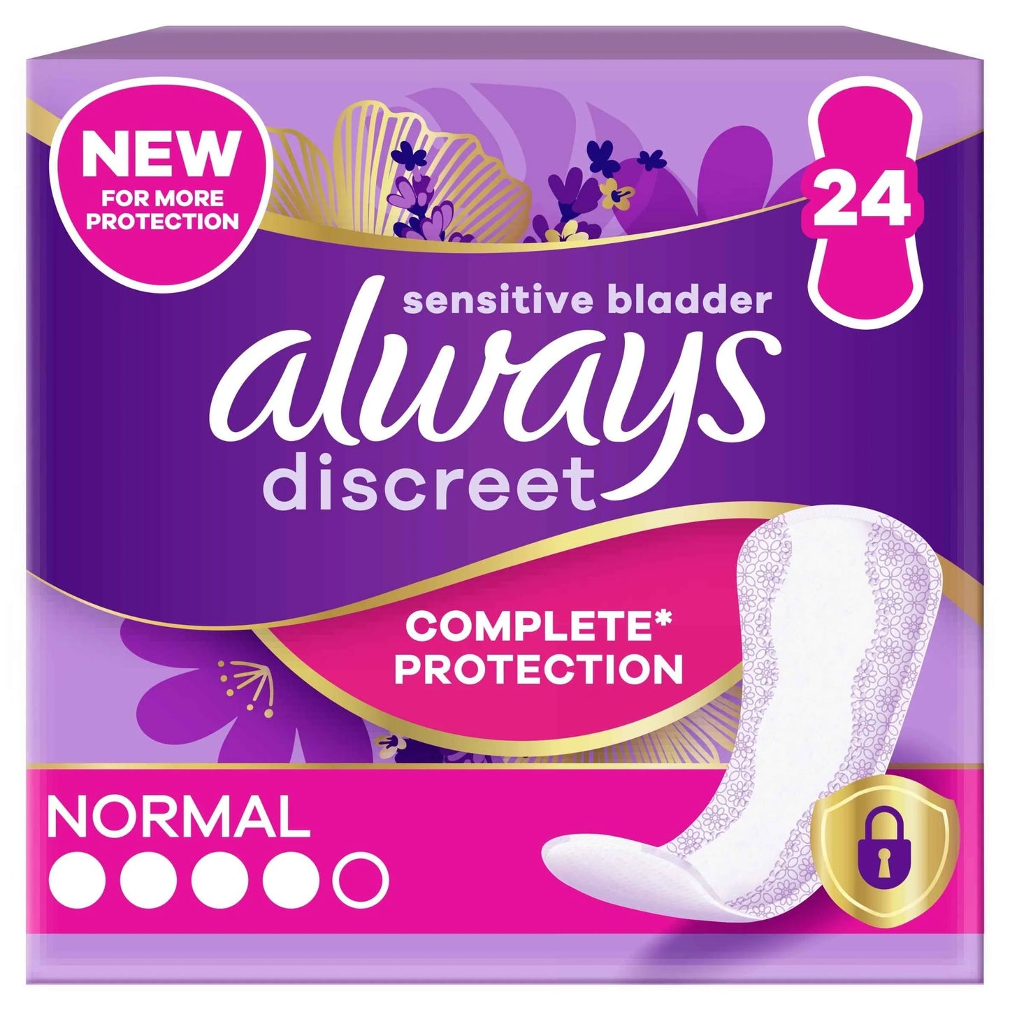 Discreet Incontinence Liners Normal 24 by always
