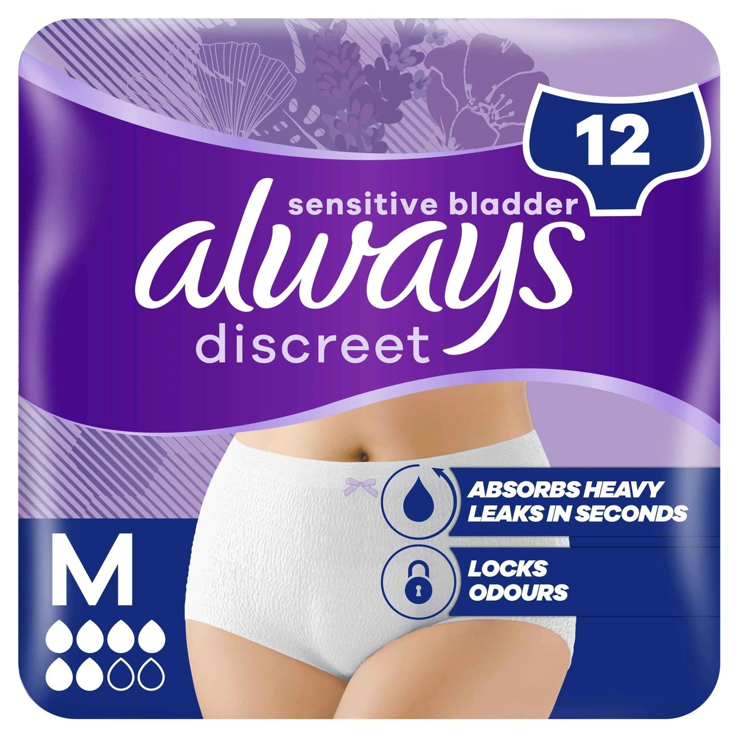 Discreet Incontinence Pants Normal Medium 12 Pack by always