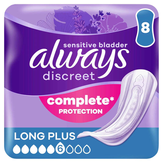 Discreet Long Plus Incontinence Pads 8 by always