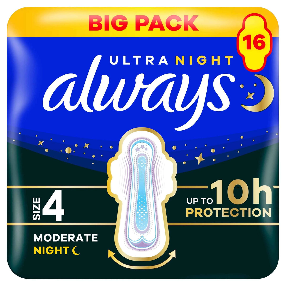 Ultra Secure Night Sanitary Towels by always
