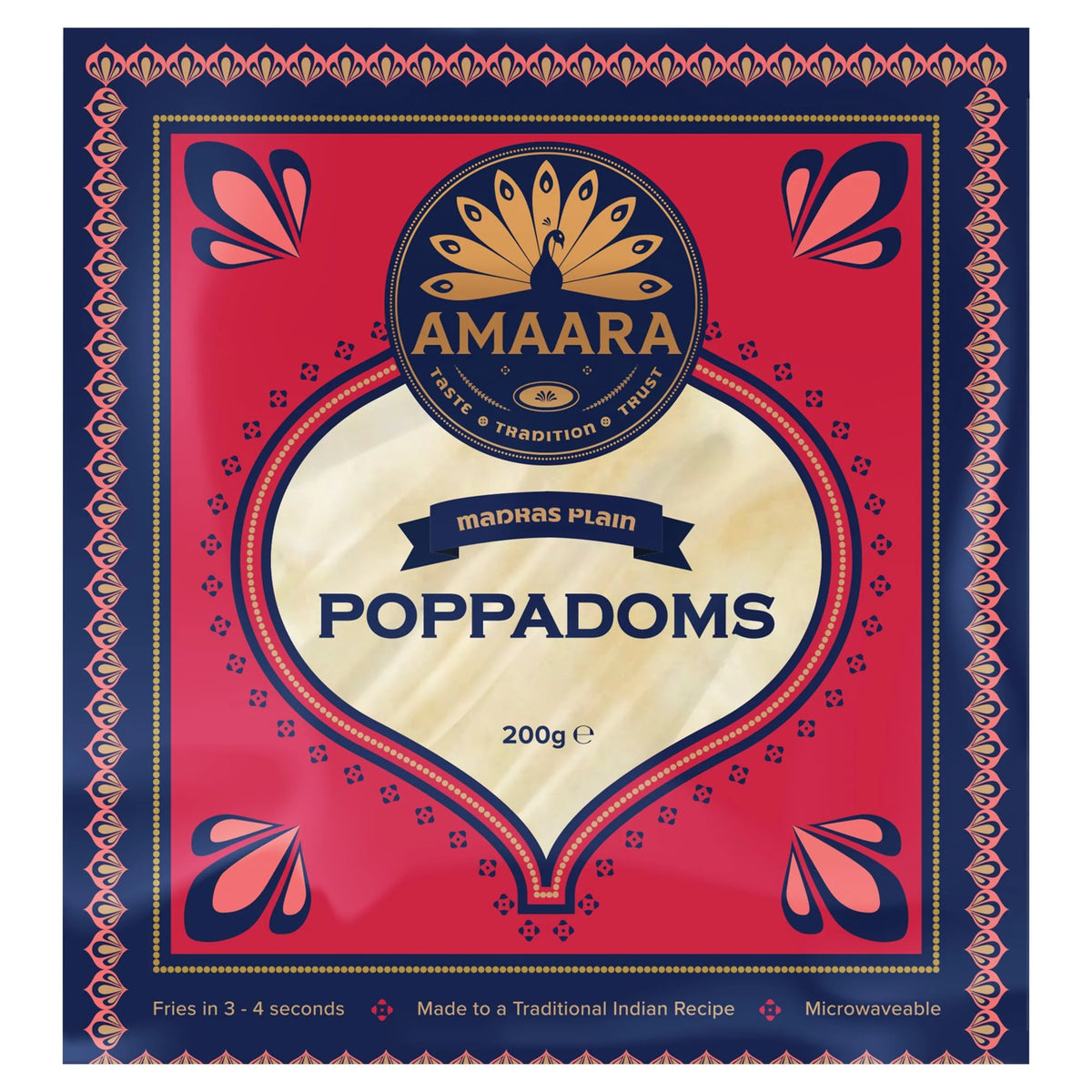 Madras Plain Poppadoms 200g by AMAARA