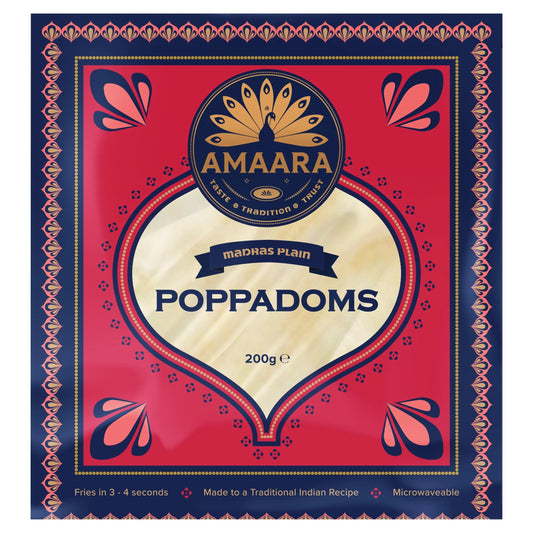 Madras Plain Poppadoms 200g by AMAARA
