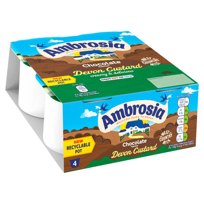 Ready To Eat Chocolate Devon Custard 4 X 120g by Ambrosia