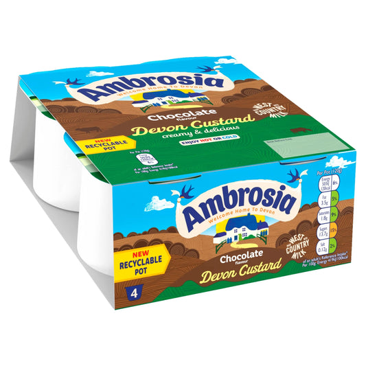 Ready To Eat Chocolate Devon Custard 4 X 120g by Ambrosia