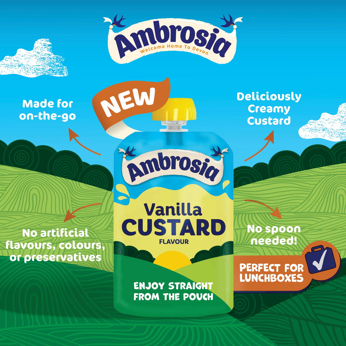 Vanilla Custard Dessert Snack Pouch by Ambrosia at The British Vault