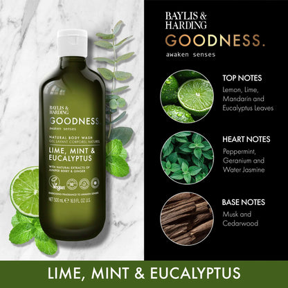Goodness Awaken Lime, Mint & Eucalyptus Body Wash by BAYLIS & HARDING