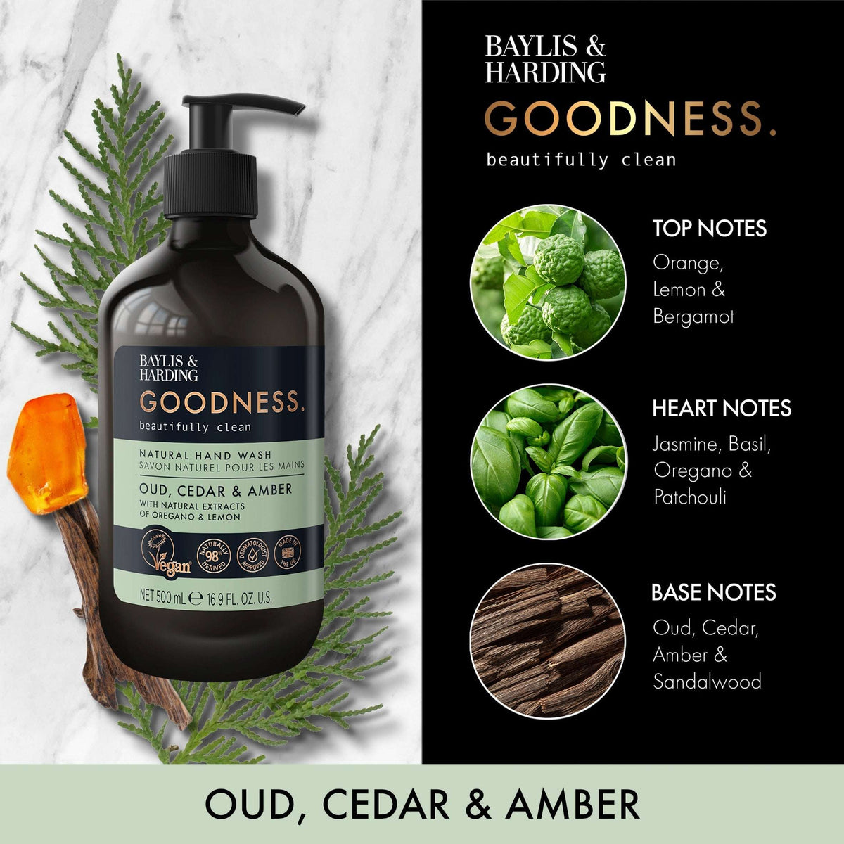 Goodness Natural Hand Wash - by BAYLIS & HARDING