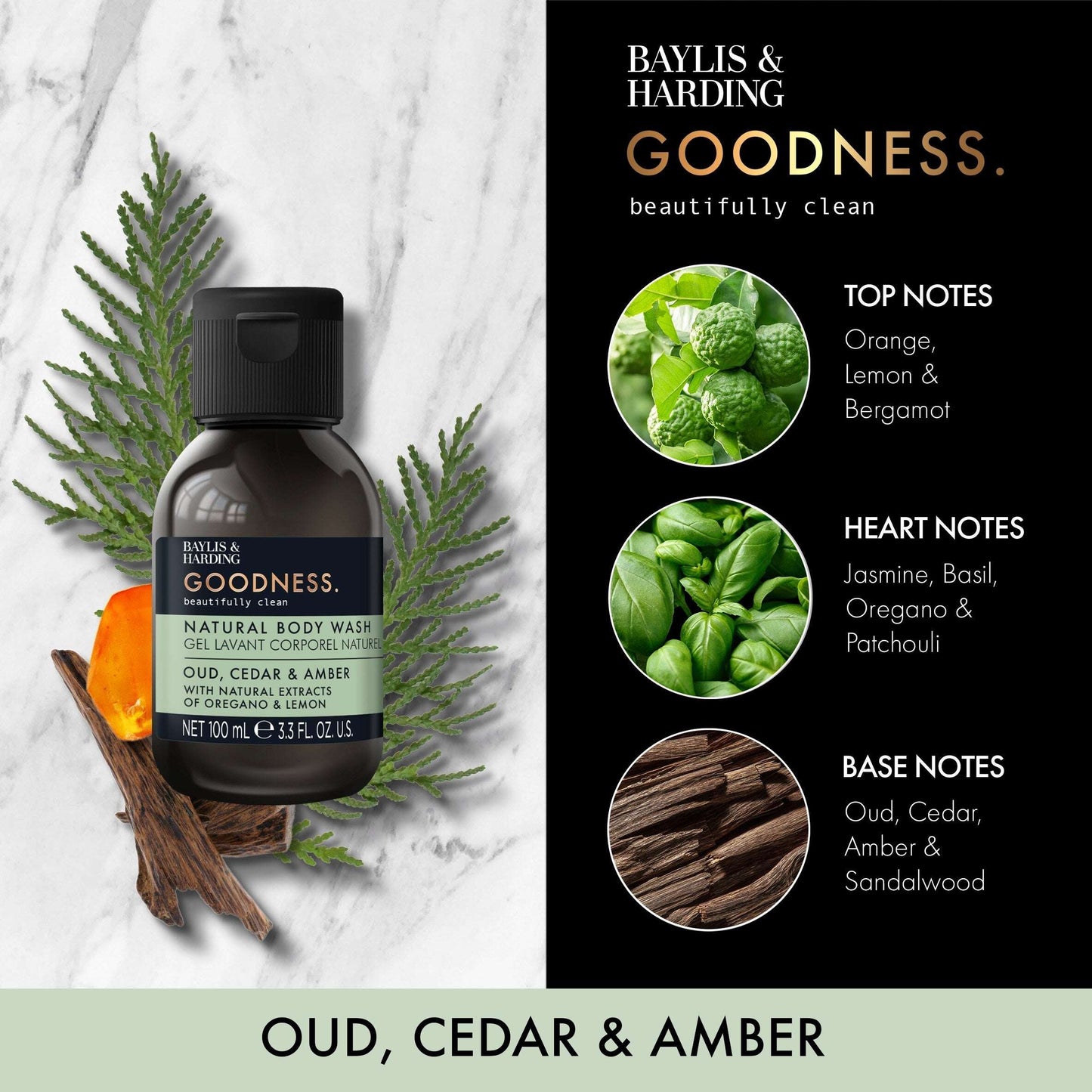 Goodness Oud, Cedar & Amber by BAYLIS & HARDING