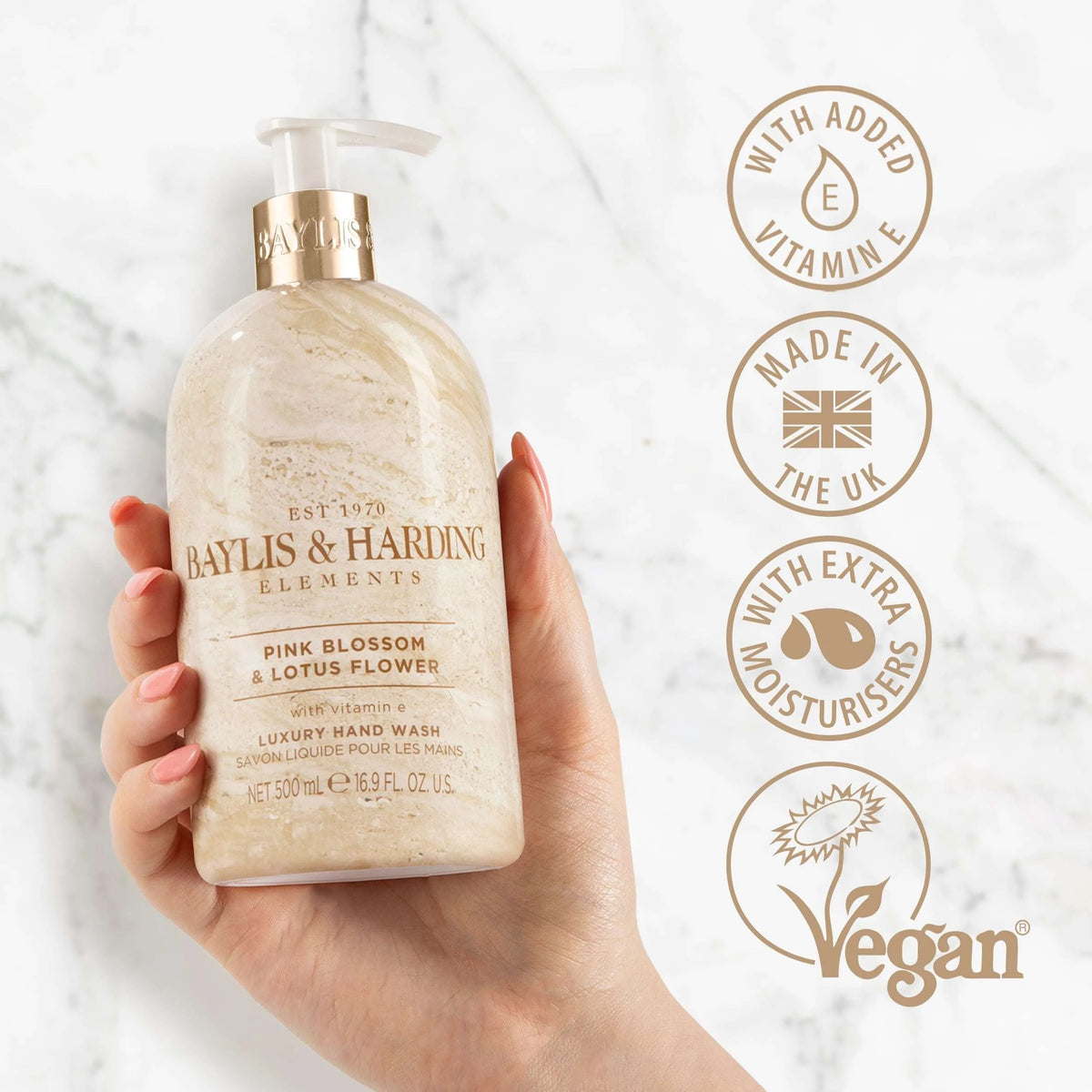 Pink Blossom & Lotus Flower Hand Wash 500ml by BAYLIS & HARDING