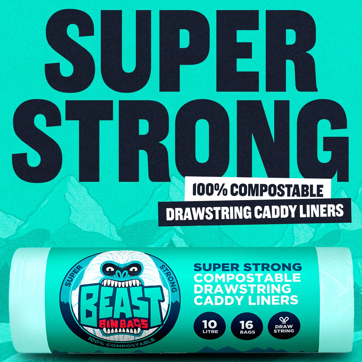 Drawstring 10l Compostable Caddy Liners by BEAST