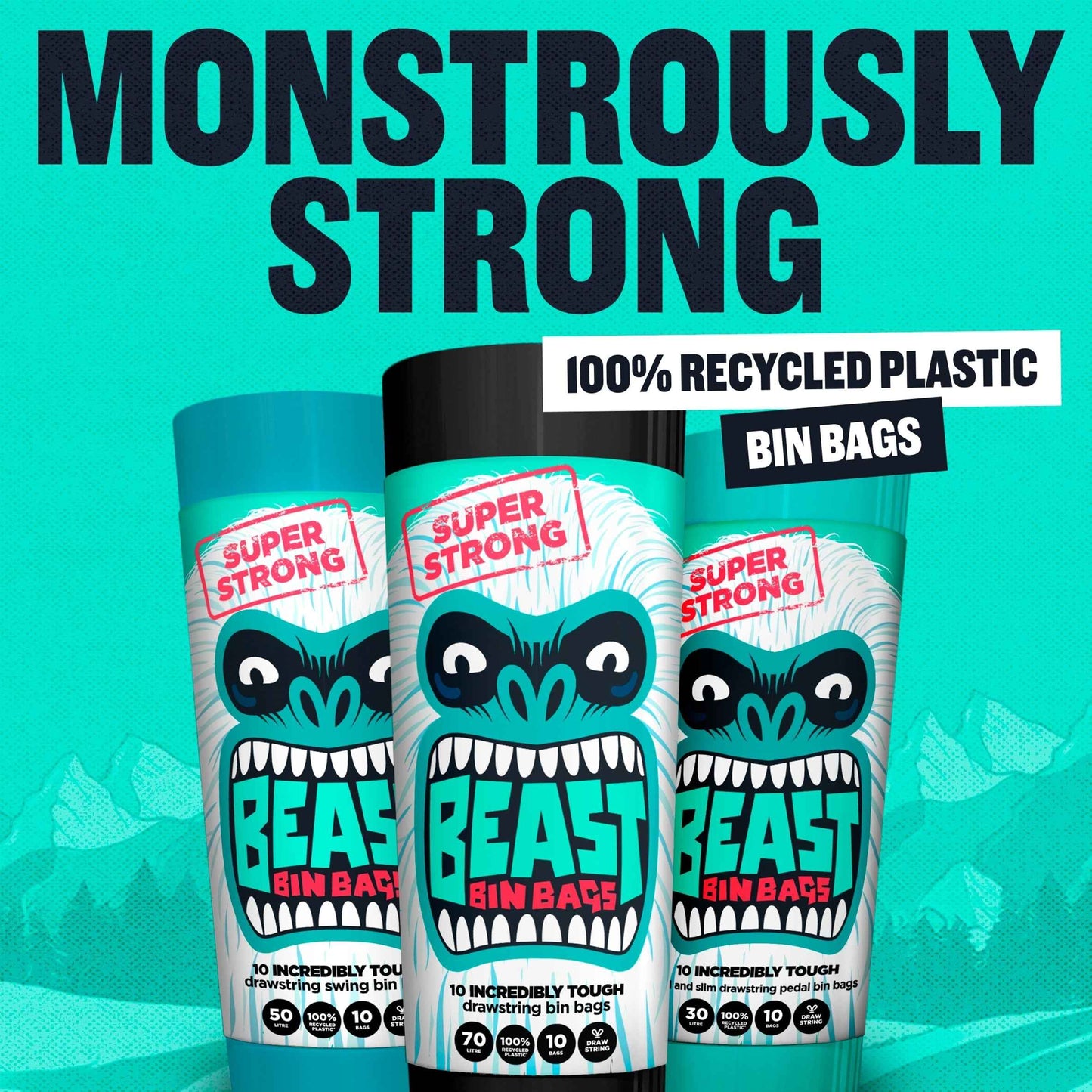 Super Strong 30l Tall & Slim Bin Bags by BEAST