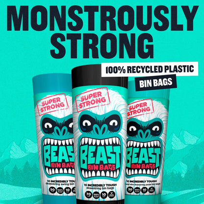 Super Strong 30l Tall & Slim Bin Bags by BEAST