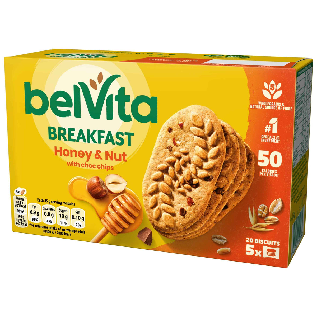 Breakfast Honey & Nut With Chocolate Chip Cereal Biscuit by belVita