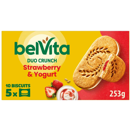 Breakfast Strawberry & Yogurt Crunch Cereal Biscuit Snack by belVita