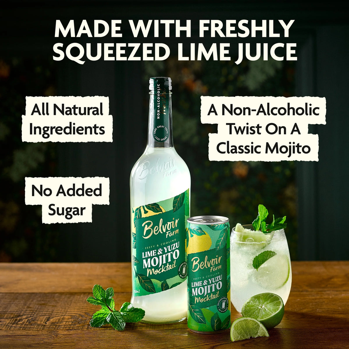 Lime & Yuzu Mojito Mocktail 250ml by BELVOIR FARM
