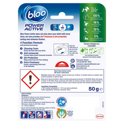 Power Active Lemon Toilet Rim Block 50g by BLOO