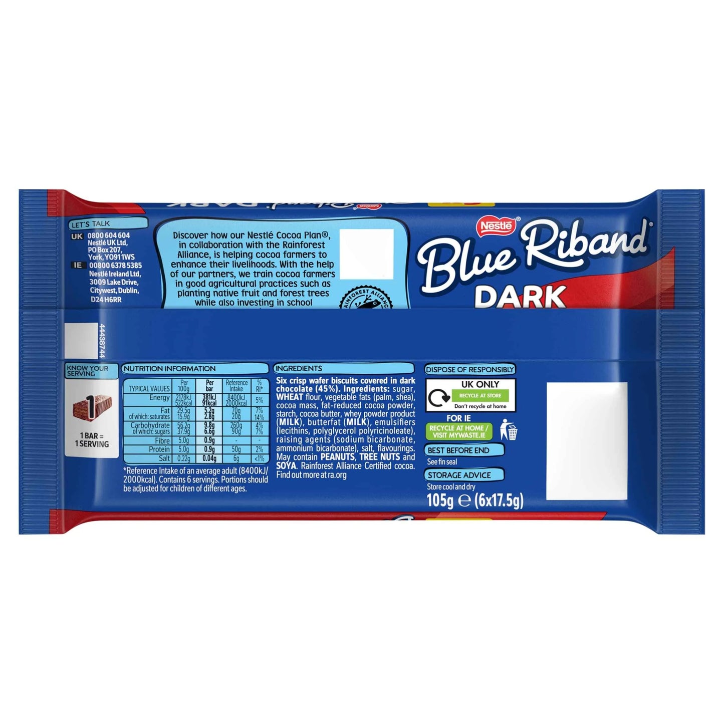 Dark Chocolate Wafer Bars 6 X by BLUE RIBAND
