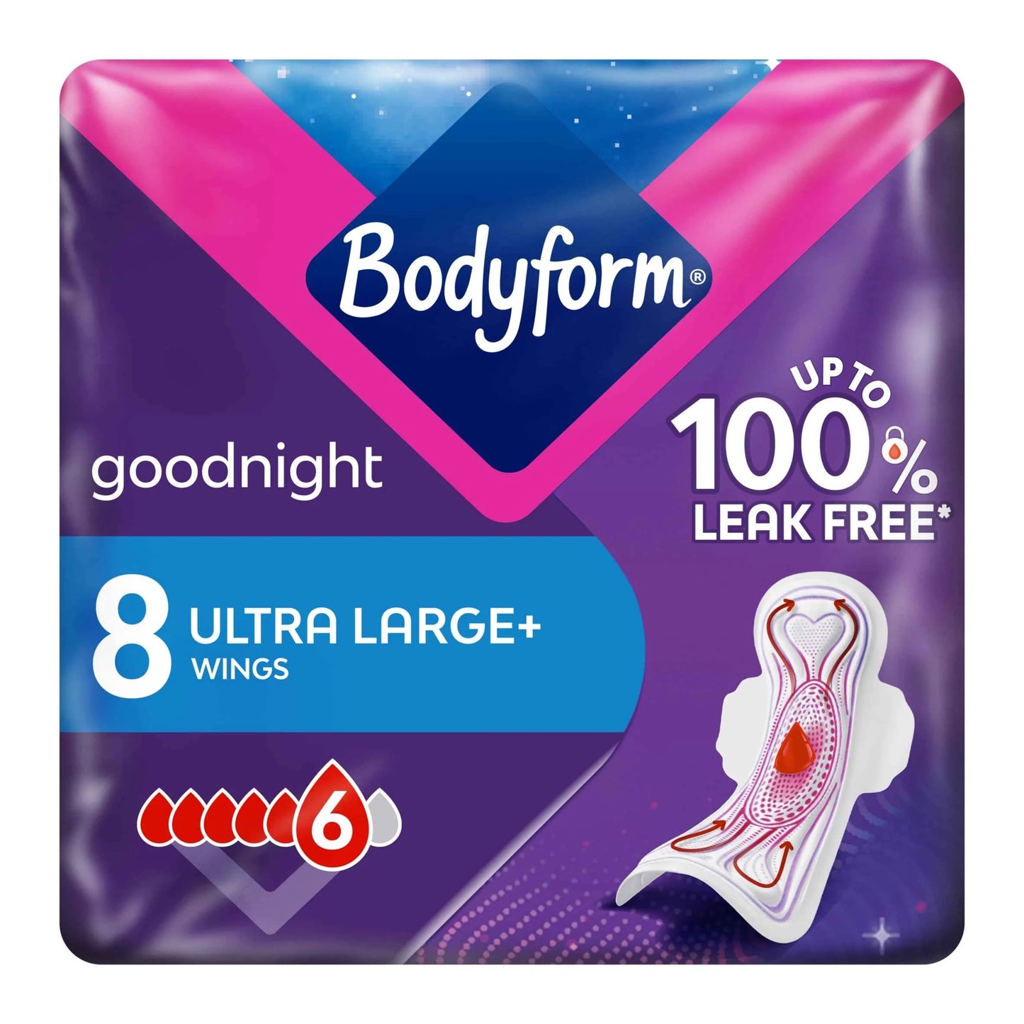 Ultra Night Sanitary Towels Wings 8 by BODYFORM