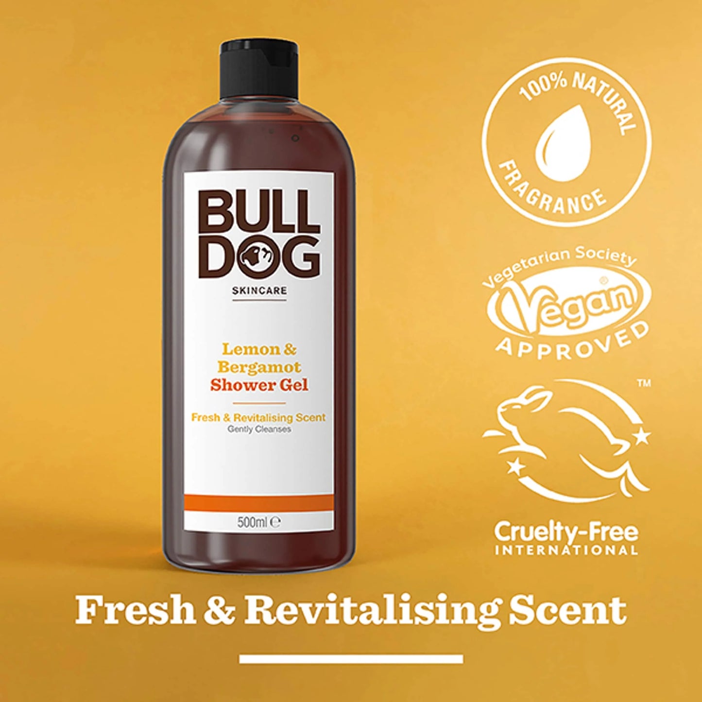 Skincare Lemon & Bergamot Men's Shower Gel 500ml by BULLDOG