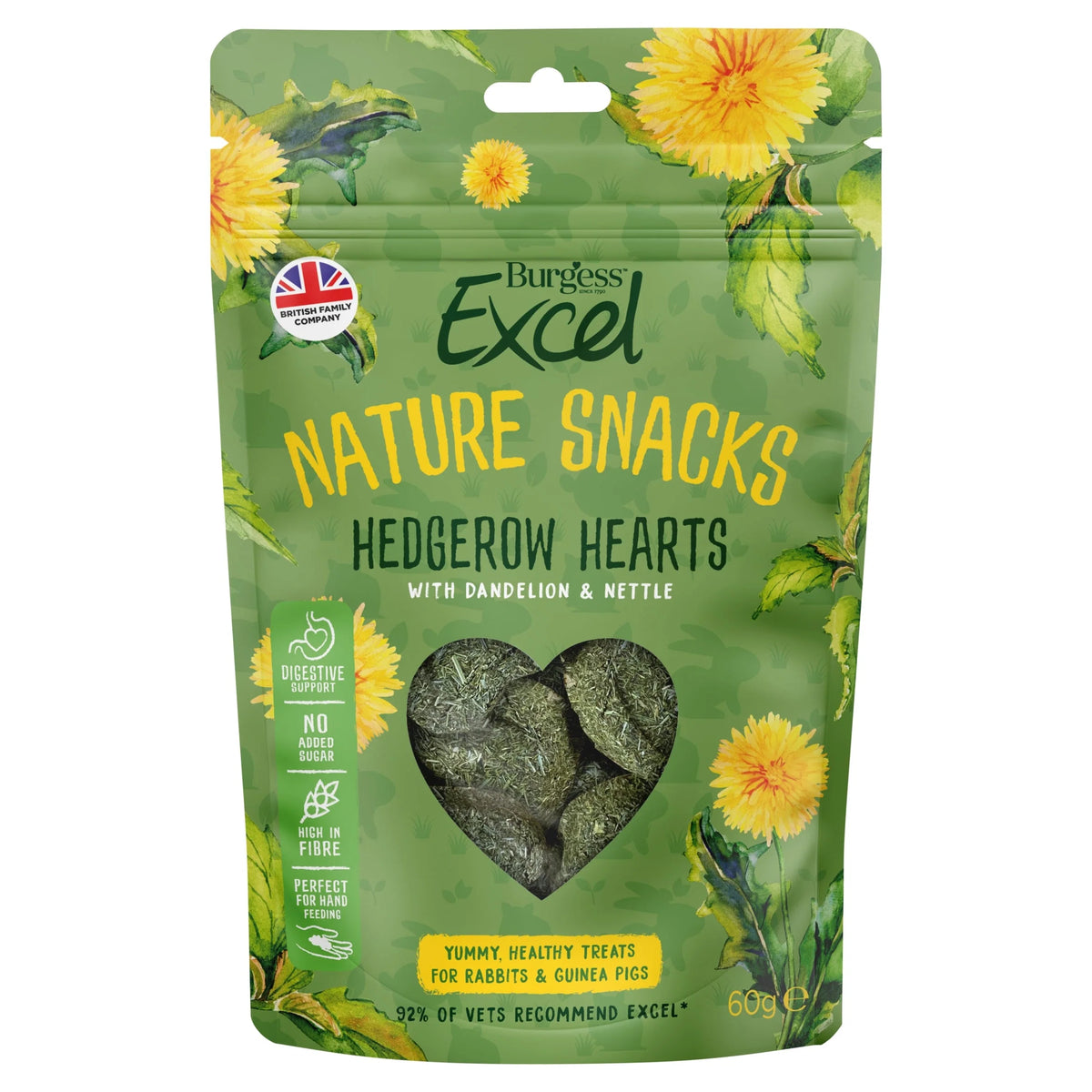 Excel Hedgerow Hearts Treats 60g by Burgess