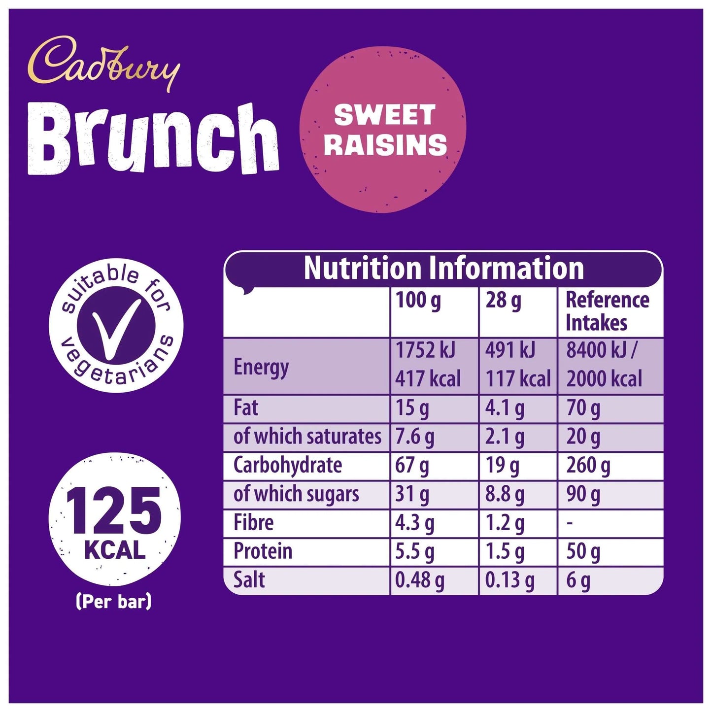 Brunch Sweet Raisins 4 X 28g by Cadbury
