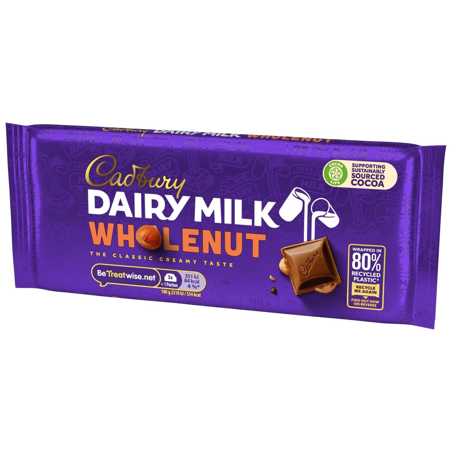 Dairy Milk Wholenut Chocolate Bar 120g by Cadbury