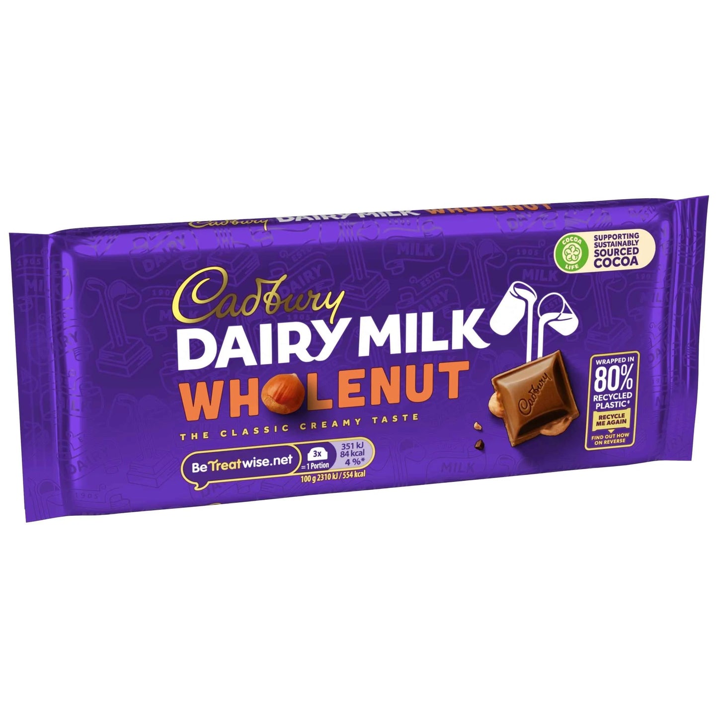Dairy Milk Wholenut Chocolate Bar 120g by Cadbury