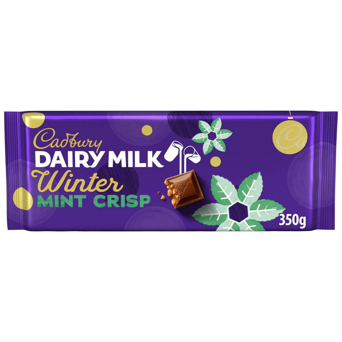 Dairy Milk Winter Mint Crisp 350g by Cadbury at The British Vault