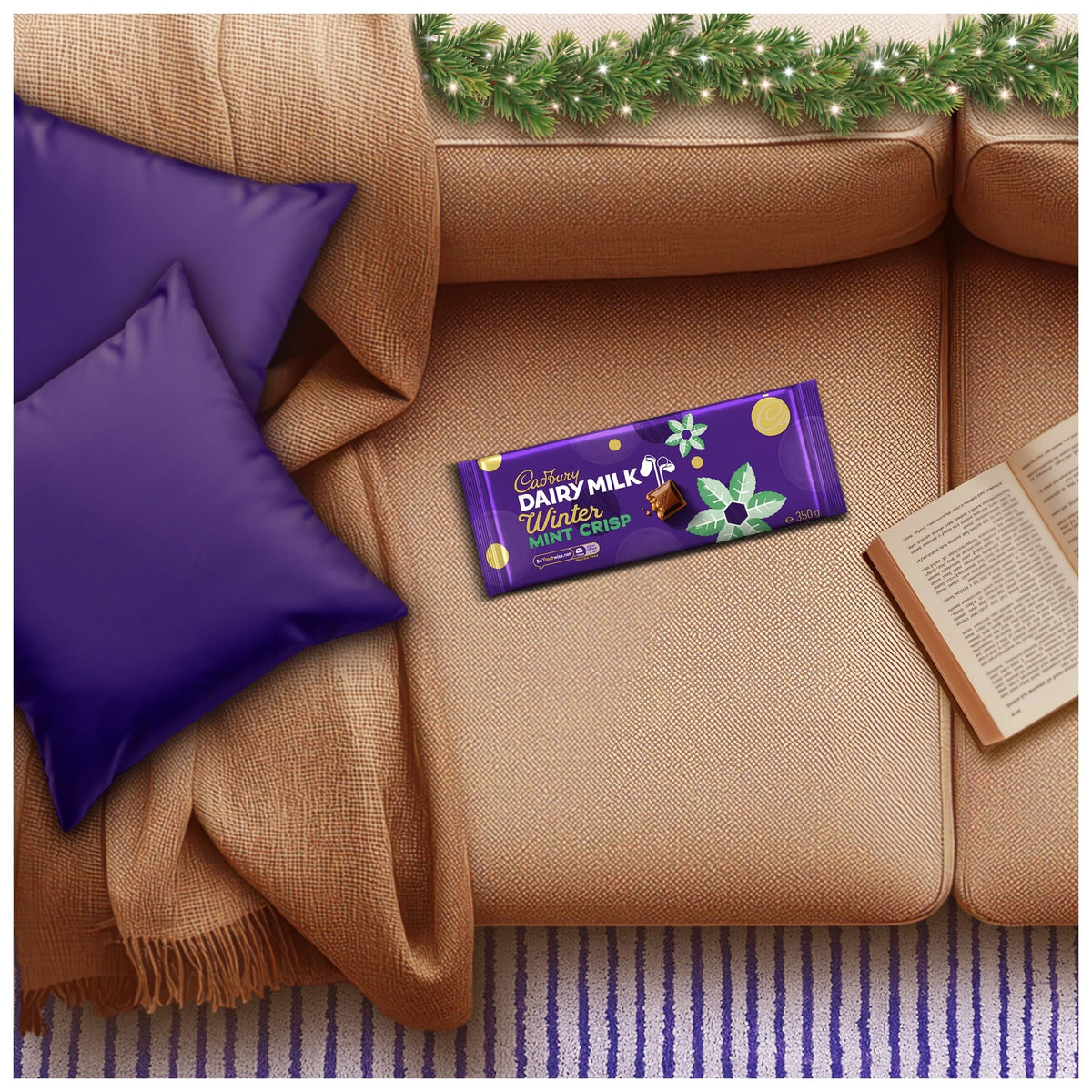 Dairy Milk Winter Mint Crisp 350g by Cadbury at The British Vault