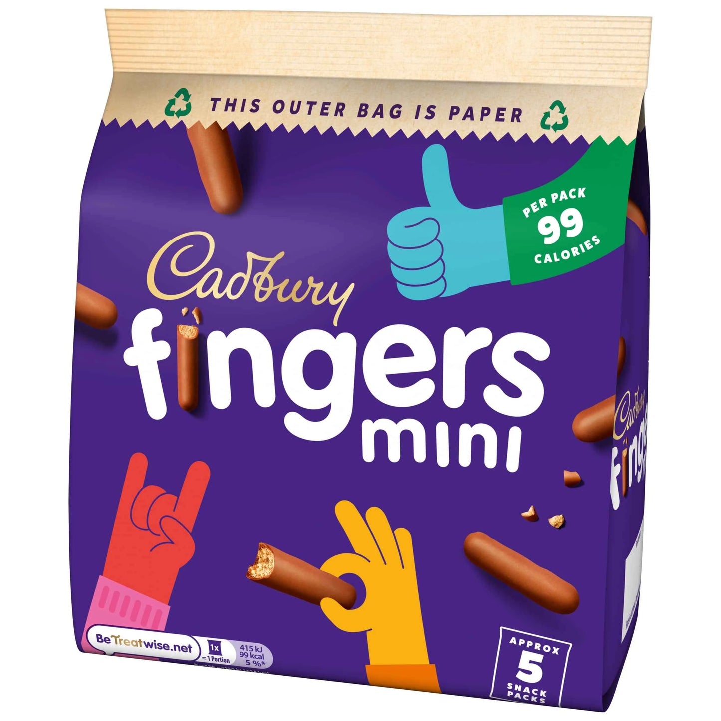 Mini Fingers Chocolate Biscuits 5 X by Cadbury