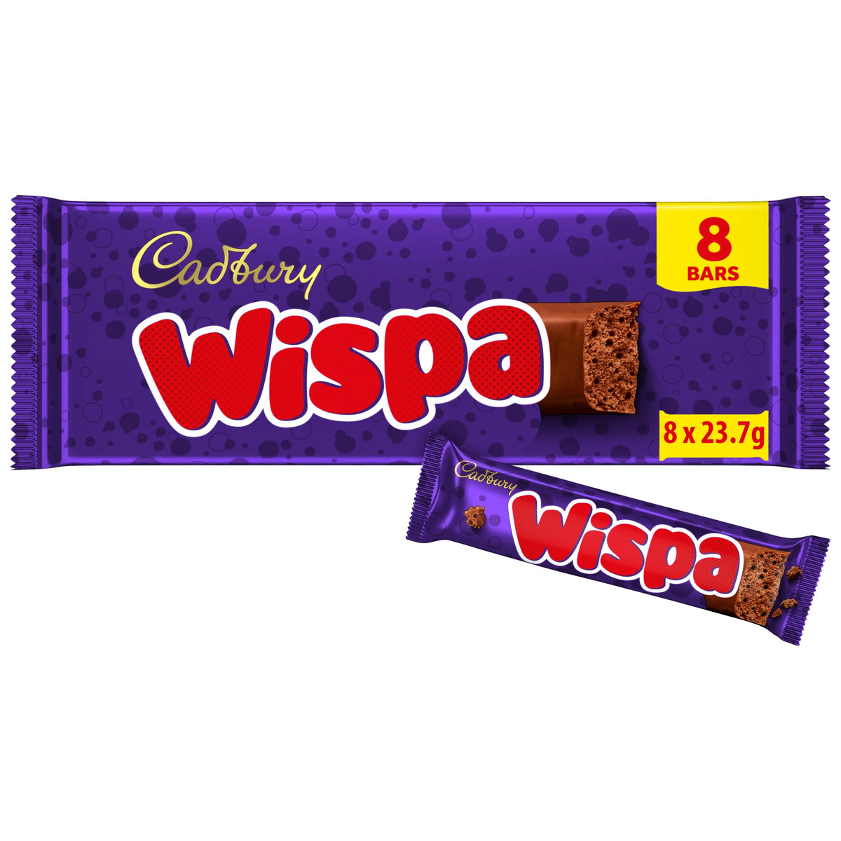 Wispa Chocolate Bar 8x 23.7g by Cadbury at The British Vault