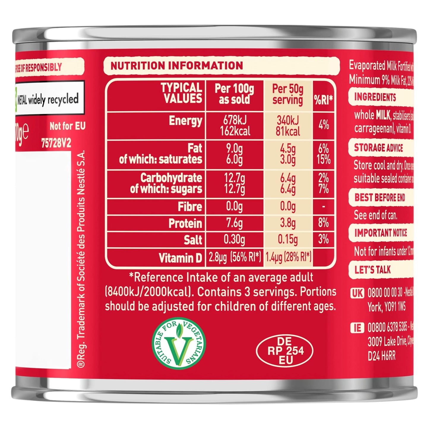 Evaporated Milk Tin 170g by CARNATION