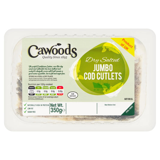 Dry Salted Jumbo Cod Cutlets 350g by CAWOODS