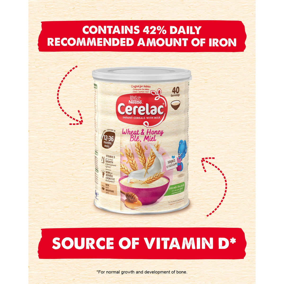 Infant Cereals With Milk Honey & Wheat 12+ Months 1kg by CERELAC
