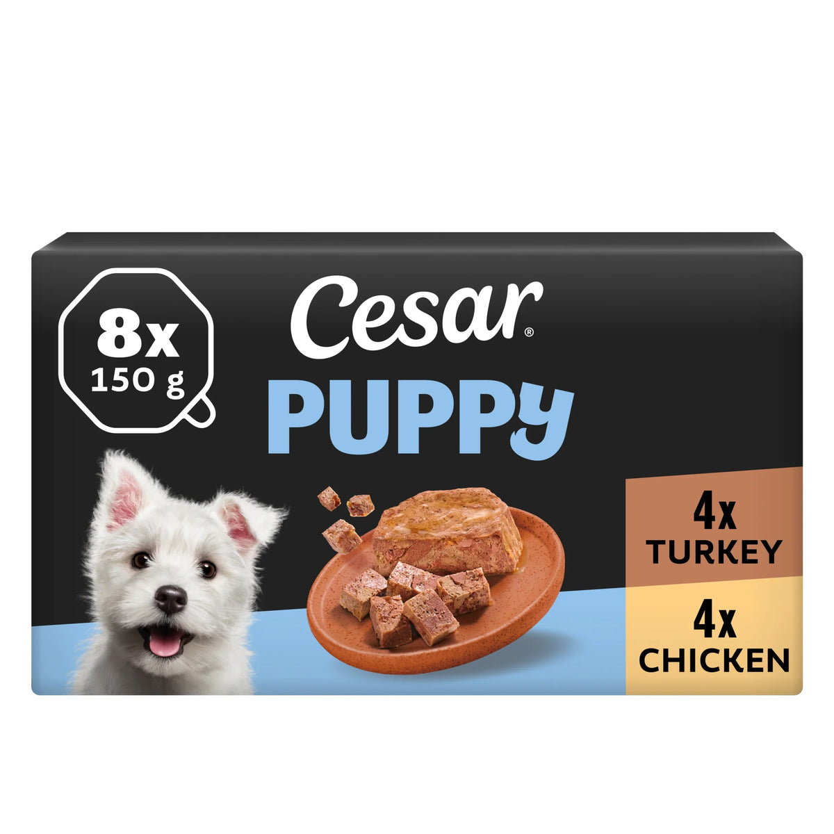 Puppy Wet Dog Food Trays 8 X 150g by Cesar at The British Vault
