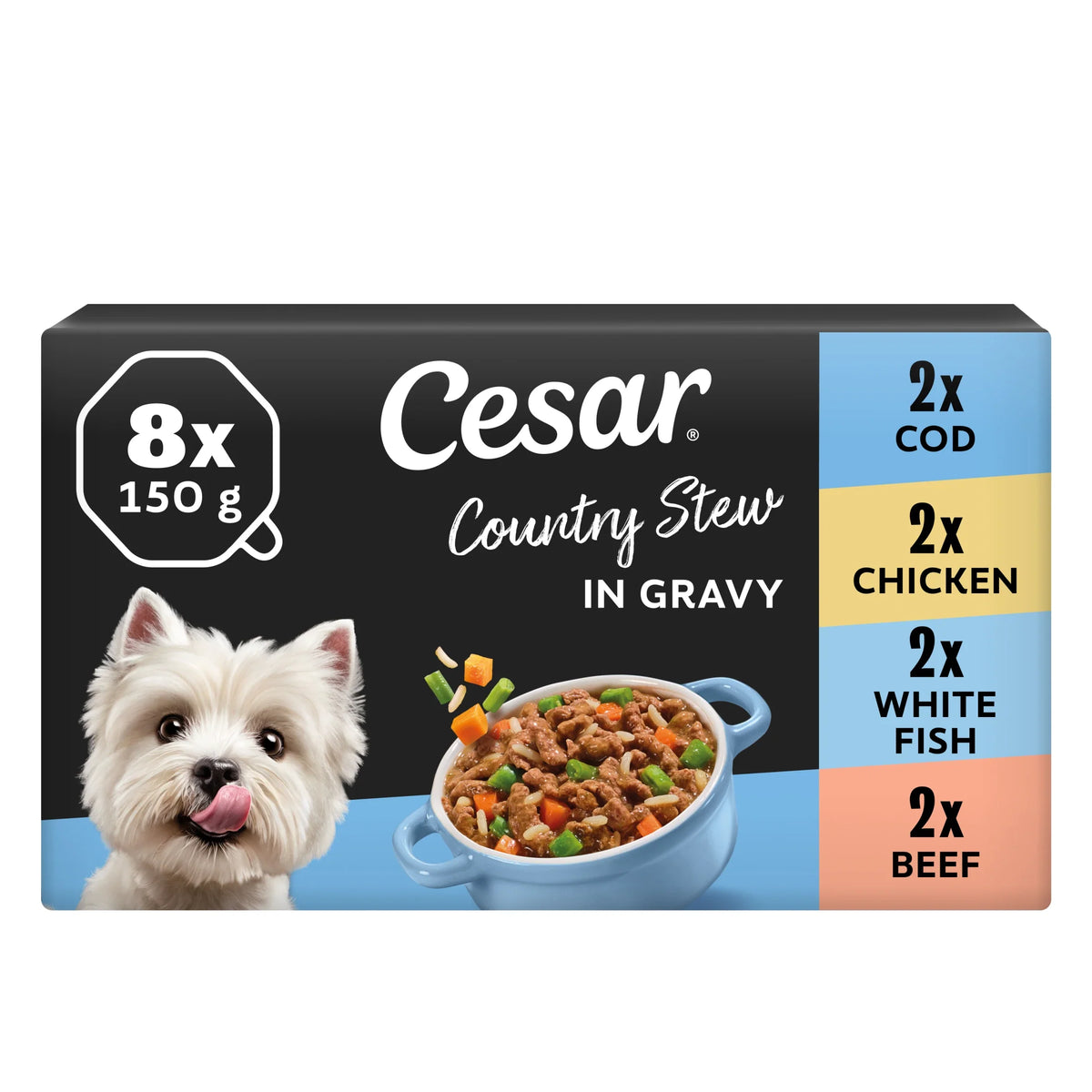 Surf & Turf Wet Dog Food Trays 8 X 150g by Cesar at The British Vault