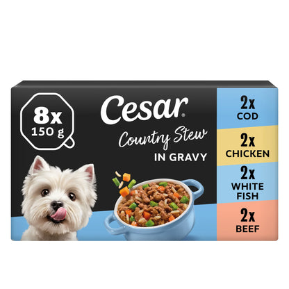 Surf & Turf Wet Dog Food Trays 8 X 150g by Cesar at The British Vault