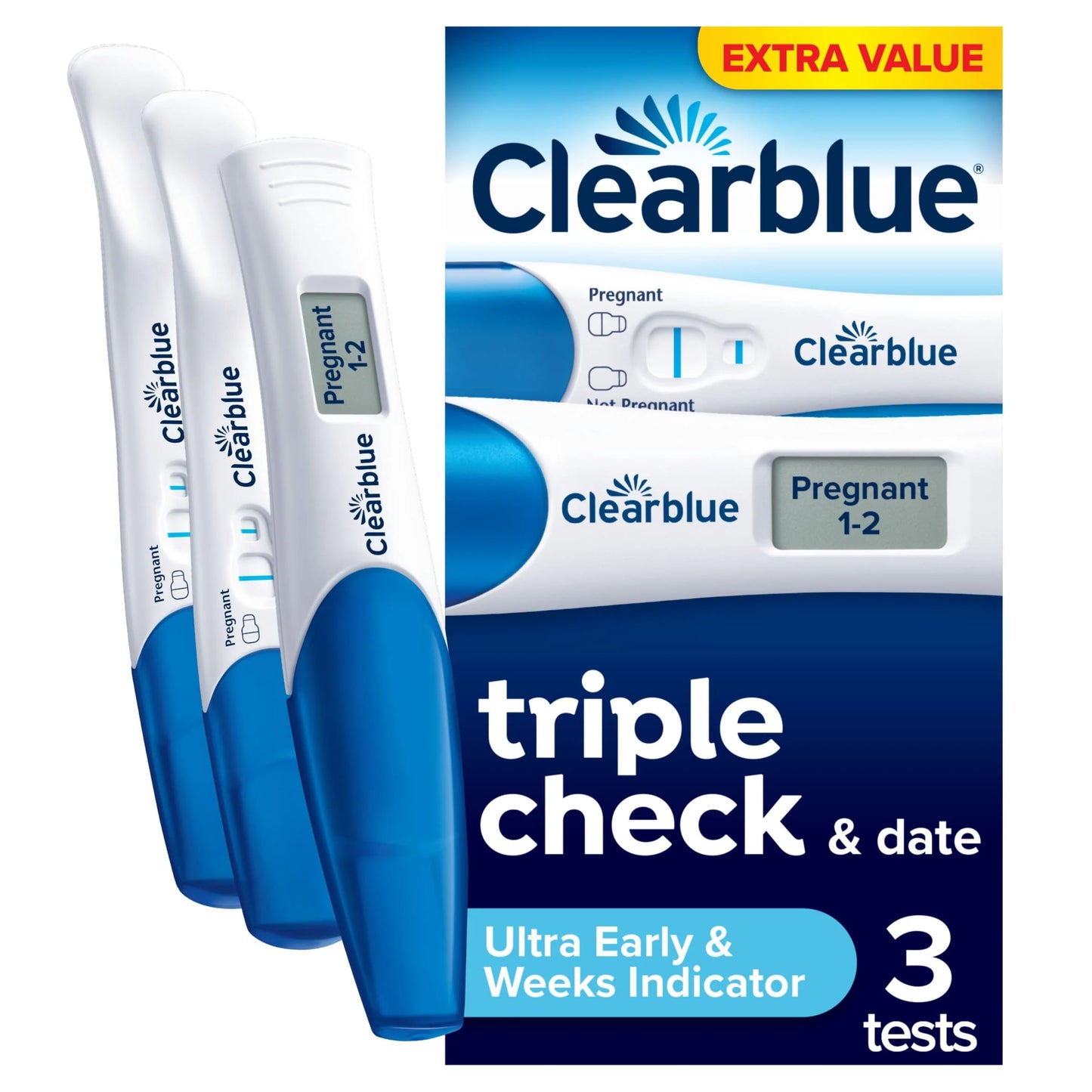 Triple Check & Date Pregnancy Test Combo Pack With 3 by CLEARBLUE