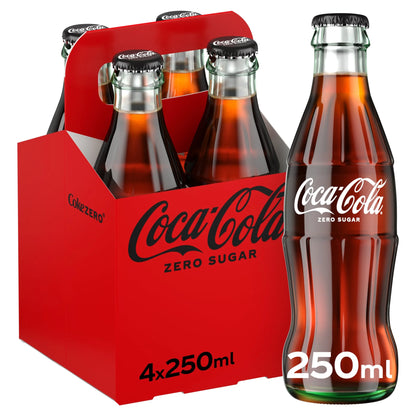 Zero Sugar Soft Drink Glass Bottles 4 X 250 Ml by Coca-Cola