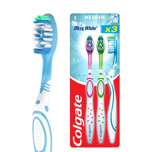 Max White Medium Toothbrush 3 Pack by Colgate