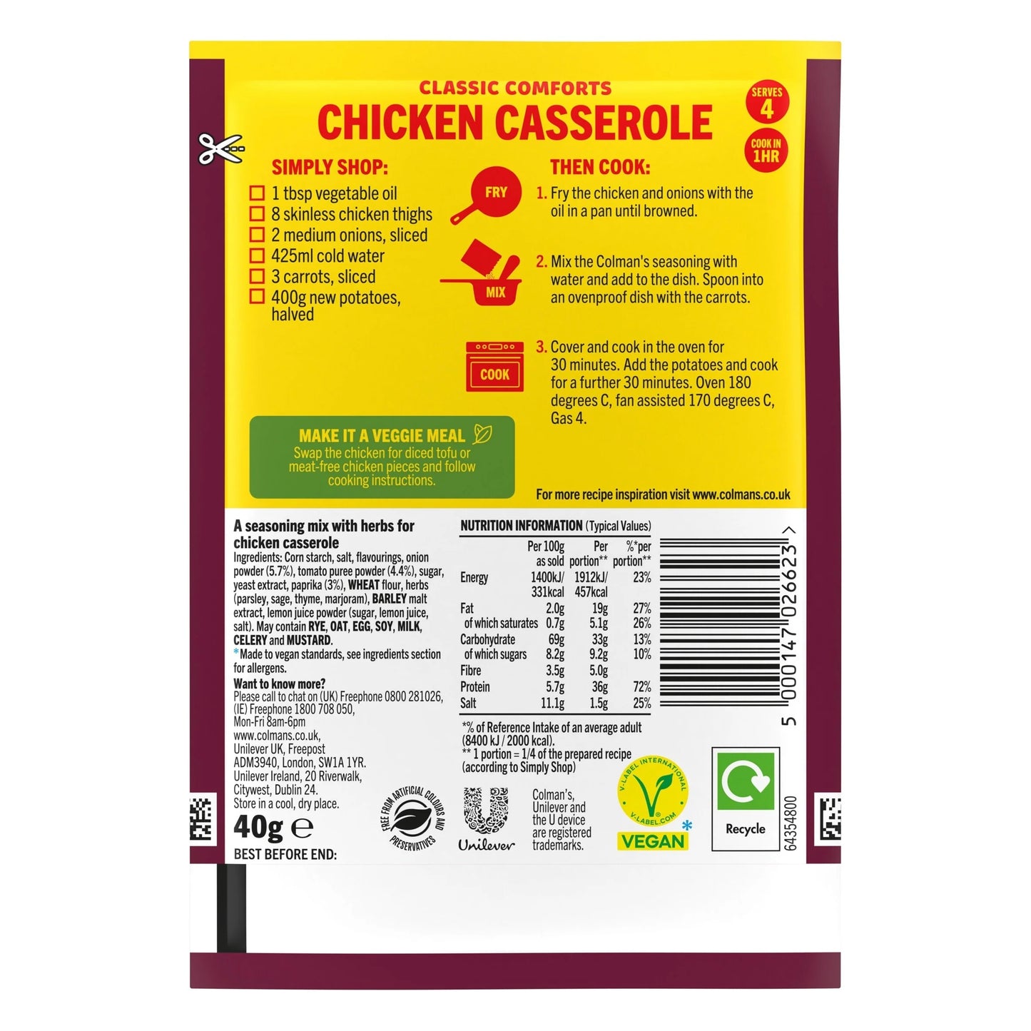 Colman's Chicken Casserole Recipe Mix 40g by COLMANS