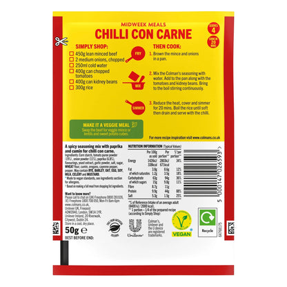 Colman's Chilli Con Carne Recipe Mix 50g by COLMANS